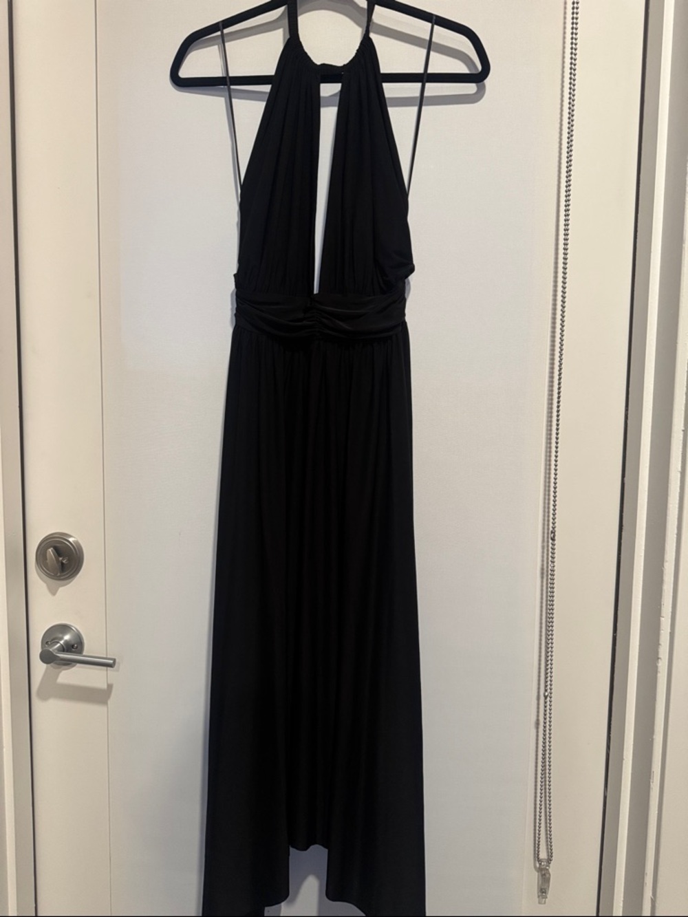 Misa Los Angeles Black Halter Backless Maxi Dress